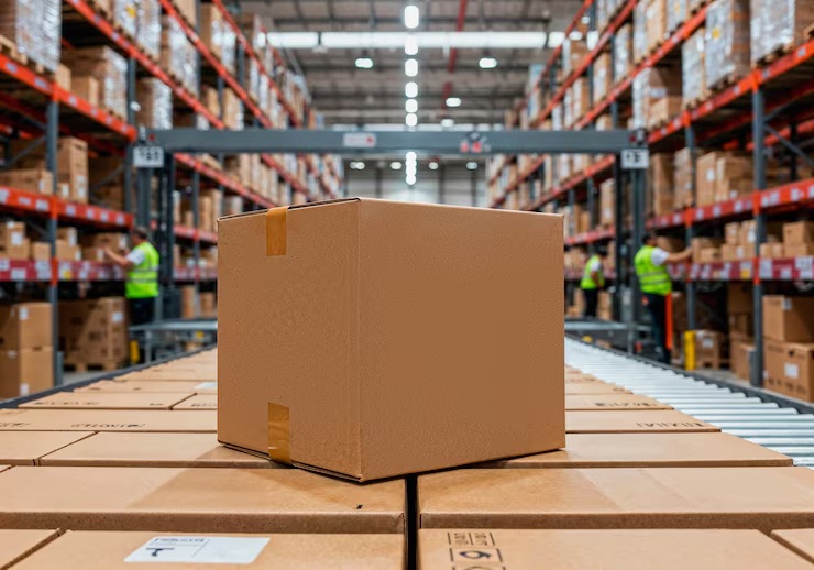 Almacén logístico con cajas